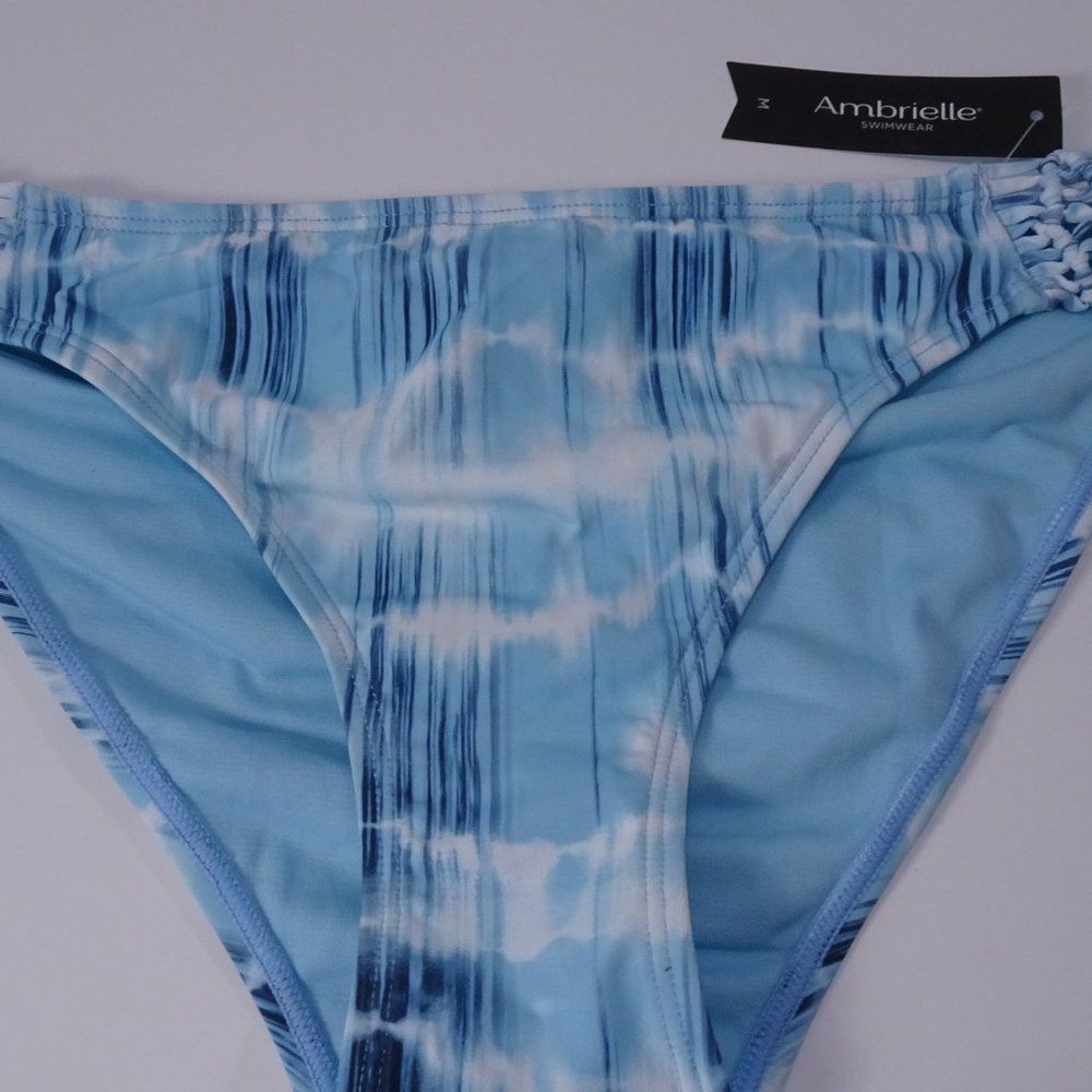 Ambrielle Swimwear Ikat Crochet Silver Ball Bikini Bottoms Bottom Sz 49 M BLUE